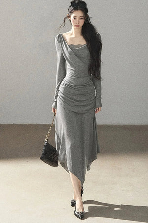 Irregular Knit Lace Dress
