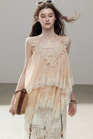 Irregular Lace Chiffon Camisole