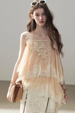 Irregular Lace Chiffon Camisole