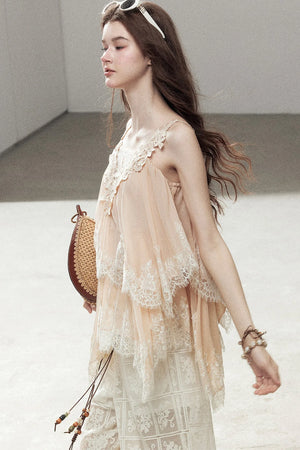 Irregular Lace Chiffon Camisole