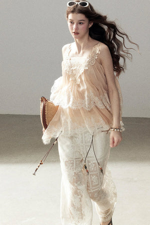 Irregular Lace Chiffon Camisole