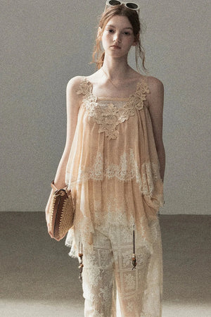 Irregular Lace Chiffon Camisole