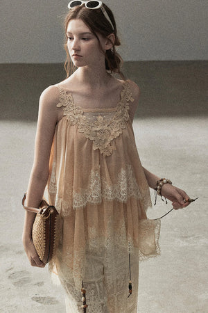 Irregular Lace Chiffon Camisole