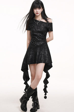 Irregular Off-Shoulder Black Dress