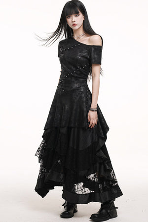 Irregular Off-Shoulder Black Dress