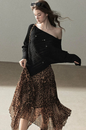 Irregular Off-Shoulder Hollow Blouse