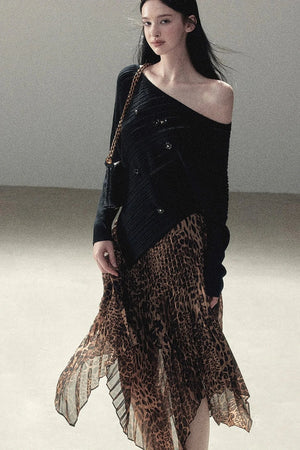 Irregular Off-Shoulder Hollow Blouse