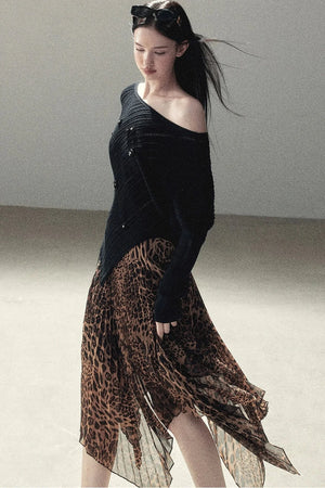 Irregular Off-Shoulder Hollow Blouse