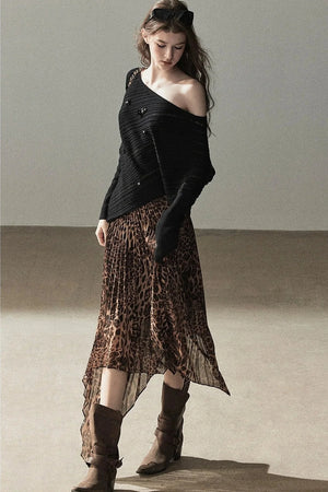 Irregular Off-Shoulder Hollow Blouse