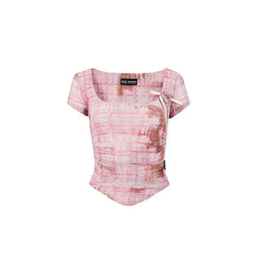 Irregular Pleated Short Sleeve T-Shirt