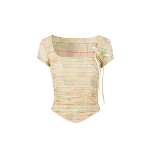Irregular Pleated Short Sleeve T-Shirt