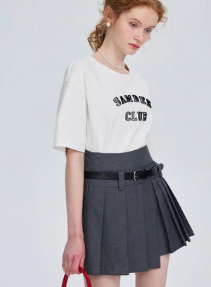 Irregular pleated small stature A-line skirt