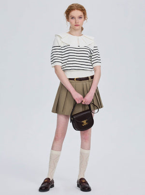 Irregular pleated small stature A-line skirt