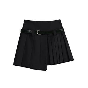 Irregular pleated small stature A-line skirt