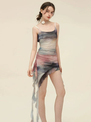 Irregular Ruffle Lace Design Dress