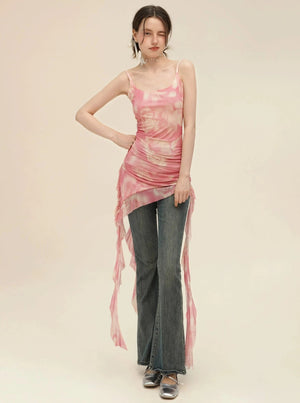 Irregular Ruffle Lace Design Dress