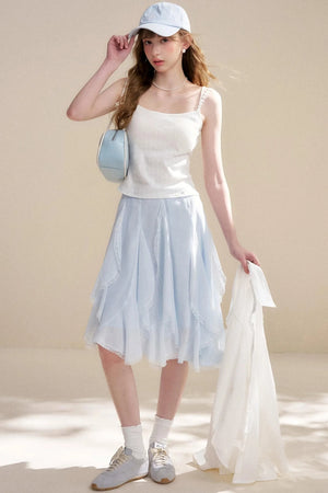 Irregular Ruffle Lace Skirt
