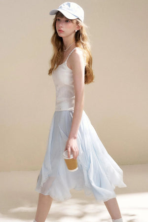 Irregular Ruffle Lace Skirt