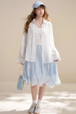 Irregular Ruffle Lace Skirt