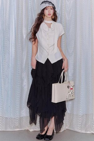 Irregular Ruffled Elastic Chiffon Skirt