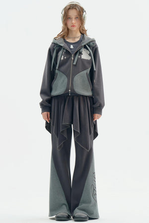 Irregular Skirt Casual Trousers Set-Up