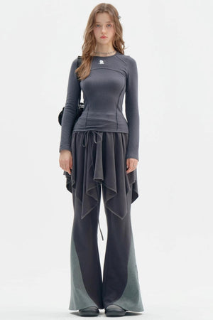 Irregular Skirt Casual Trousers Set-Up