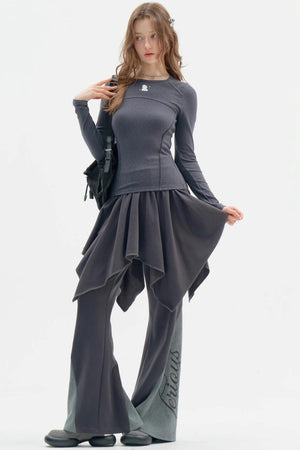 Irregular Skirt Casual Trousers Set-Up