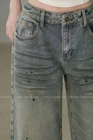 Irregular Splatter Ink Wide-Leg Pants