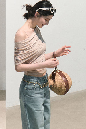 Irregular Stretch Knit Top Set