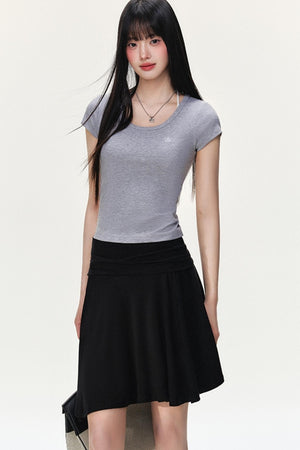 Irregular Striped Tencel Skirt