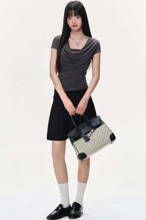 Irregular Striped Tencel Skirt