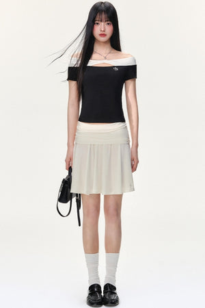 Irregular Striped Tencel Skirt