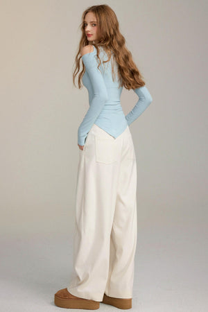 Irregular Suede Off-Shoulder Top