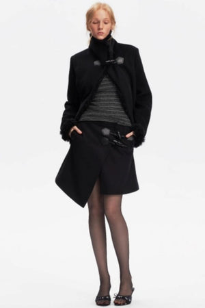 Irregular Toggle Button Skirt
