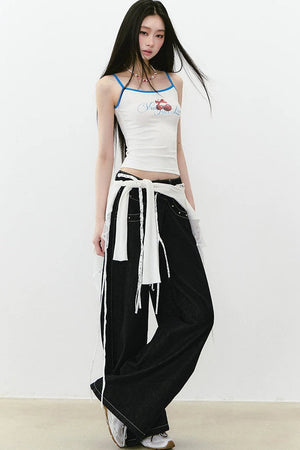 Irregular Waist Wide Leg Jeans