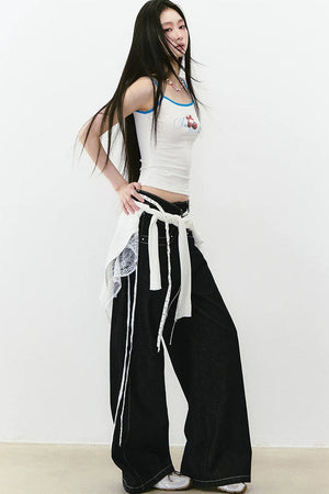 Irregular Waist Wide Leg Jeans
