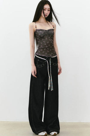 Irregular Waist Wide Leg Jeans