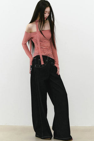 Irregular Waist Wide Leg Jeans