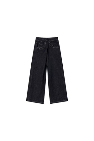 Irregular Waist Wide Leg Jeans
