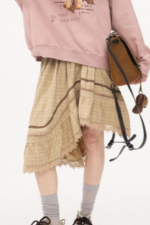 Irregular Wave Patchwork Midi Skirt