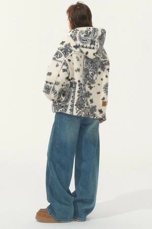Jacquard Fleece Hooded Jacket