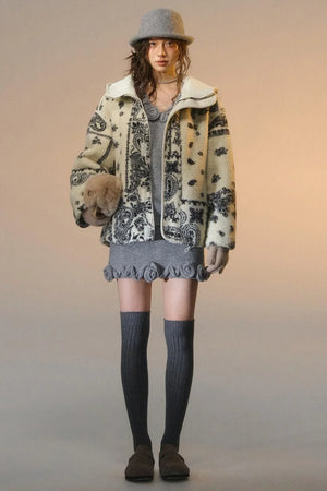Jacquard Fleece Hooded Jacket