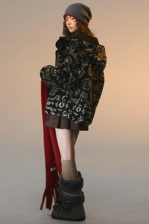 Jacquard Fleece Hooded Jacket