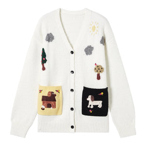 Jacquard V-Neck Cardigan Sweater