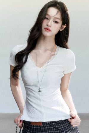 Jacquard V-Neck Textured Top
