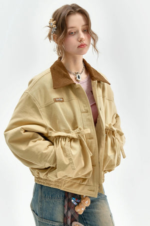 Khaki Corduroy Overalls Jacket