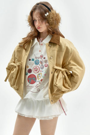 Khaki Corduroy Overalls Jacket