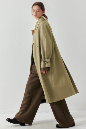 Khaki Draped Trench Coat