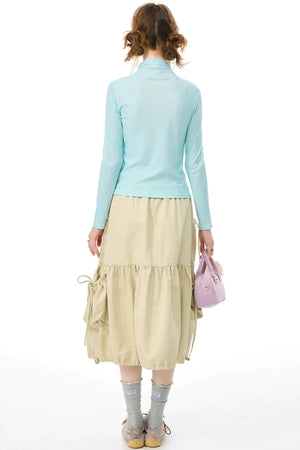 Khaki Drawstring Skirt