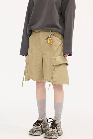 Khaki Washed Pocket Shorts